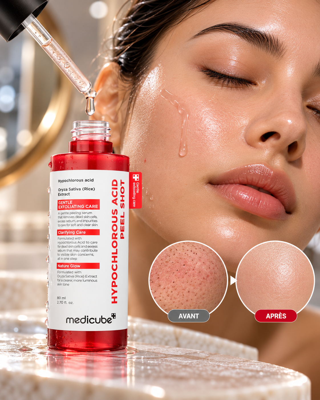 Sérum exfoliant riz à l’acide hypochloreux